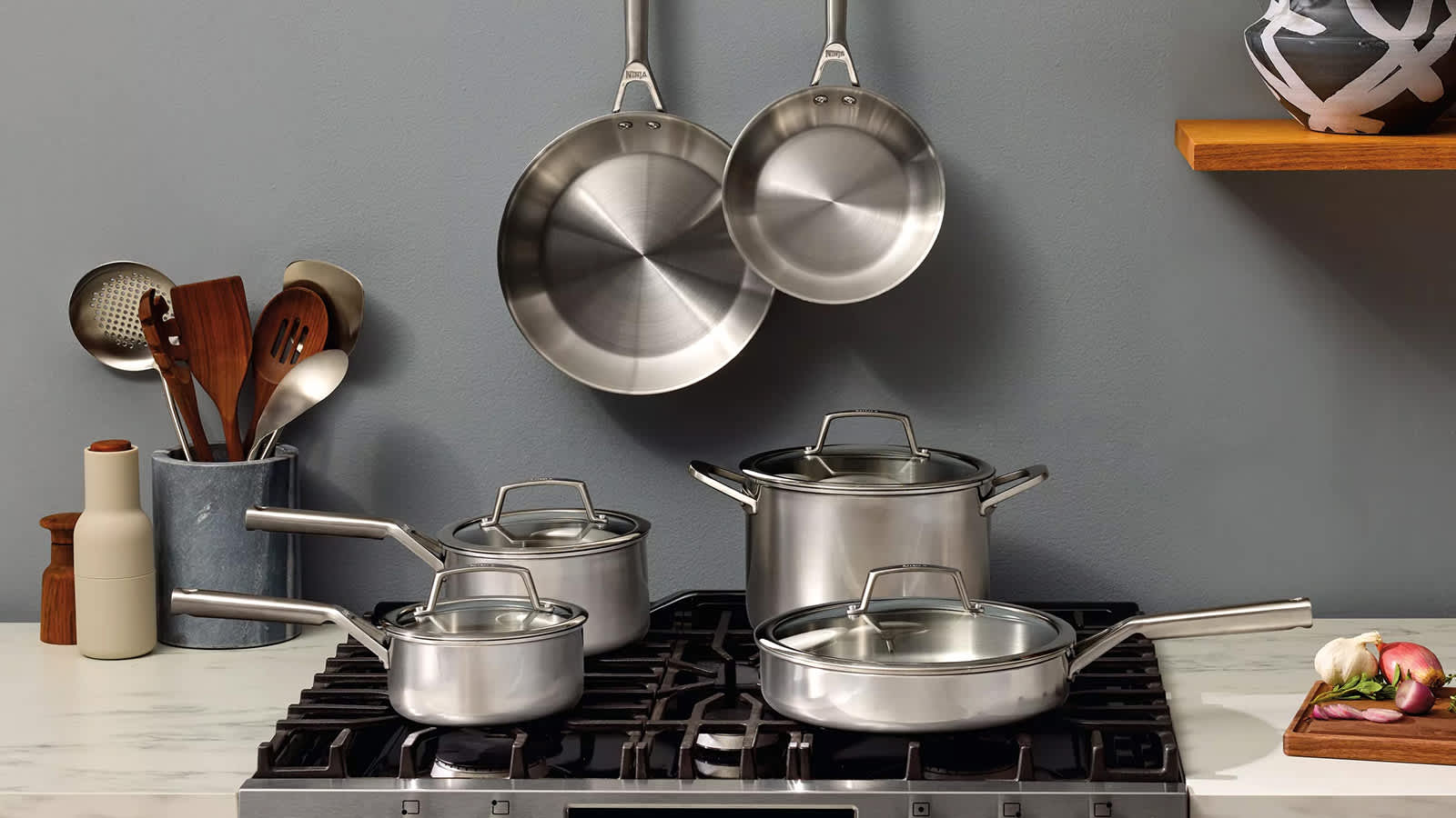 Ninja EverClad Stainless Steel 3-Piece Saucepan Set with Lids